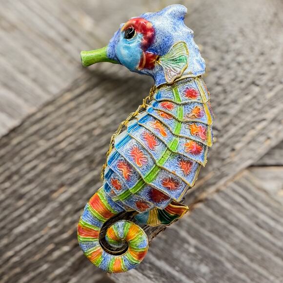 Cloisonné Articulated Seahorse Multicolor Ornament-4.5”H-by Dillards Trimmings - Picture 6 of 6